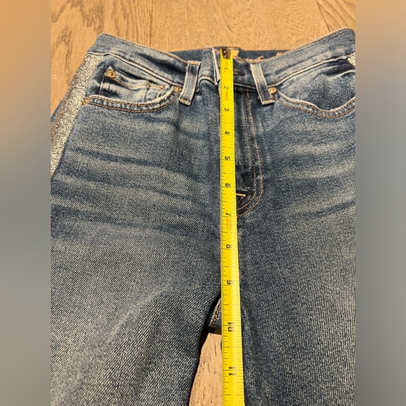 7 FOR ALL MANKIND High Waist Ankle Skinny | Shimmer Stripe | Size 24 - Picture 7 of 14